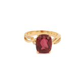 Bague Rubellite 4.16 Carats Diamants Or Jaune 18 Carats